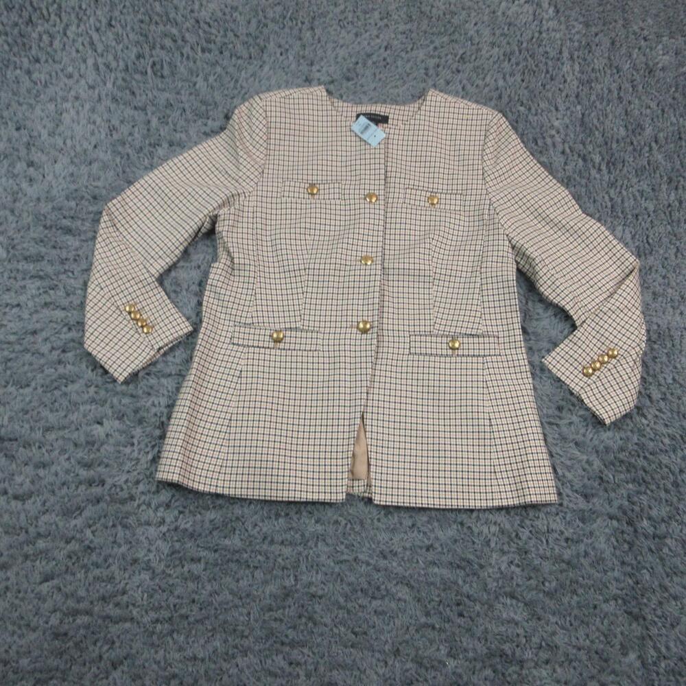 Ann Taylor Blazer Womens 12P Beige Tweed Single Breasted Lined Pockets NWT